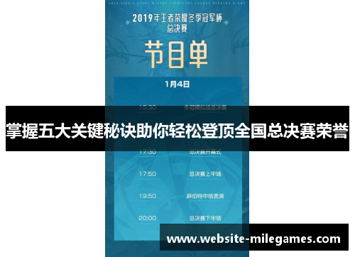 掌握五大关键秘诀助你轻松登顶全国总决赛荣誉