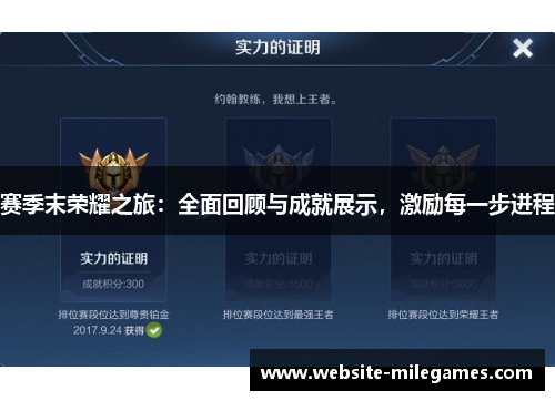 赛季末荣耀之旅:全面回顾与成就展示,激励每一步进程 赛季末荣耀之旅:全面回顾与成就展示,激励每一步进程