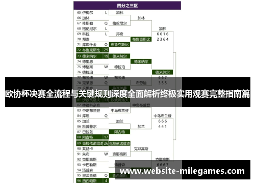 欧协杯决赛全流程与关键规则深度全面解析终极实用观赛完整指南篇